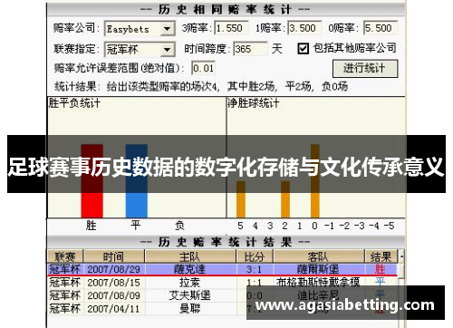 足球赛事历史数据的数字化存储与文化传承意义